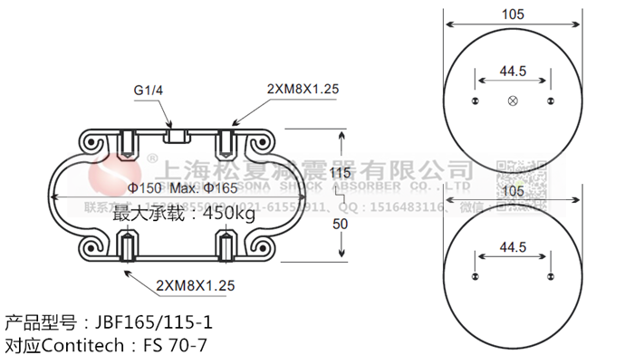 JBF165/115-1橡膠<a href='http://syracusetalks.com/' target='_blank'><u>空氣彈簧</u></a>
