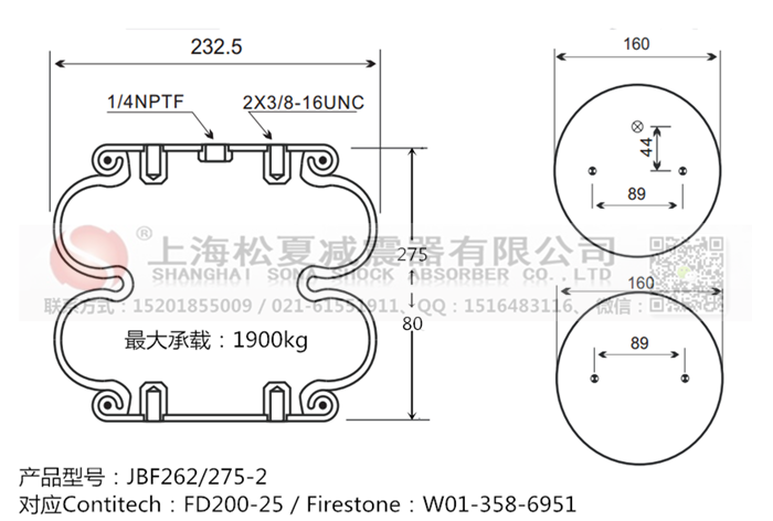 JBF262/275-2橡膠<a href='http://syracusetalks.com/' target='_blank'><u>空氣彈簧</u></a>